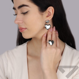 Kolczyki srebrne z wypukłymi sercami