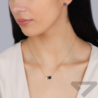 Naszyjnik pozłacany kwadrat i onyks