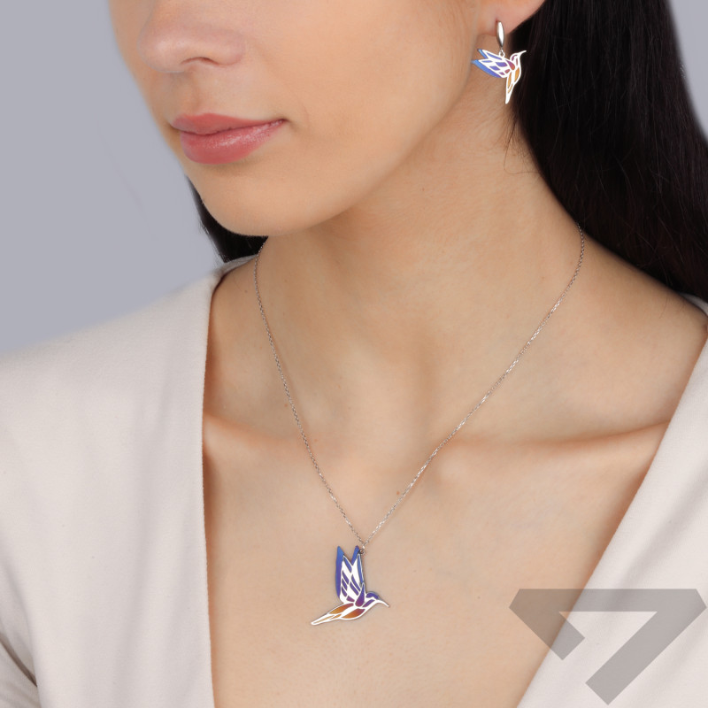 Kolczyki srebrne tytanowy koliber