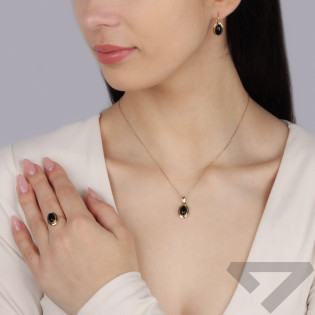 Kolczyki złote z owalnym onyksem próba 585