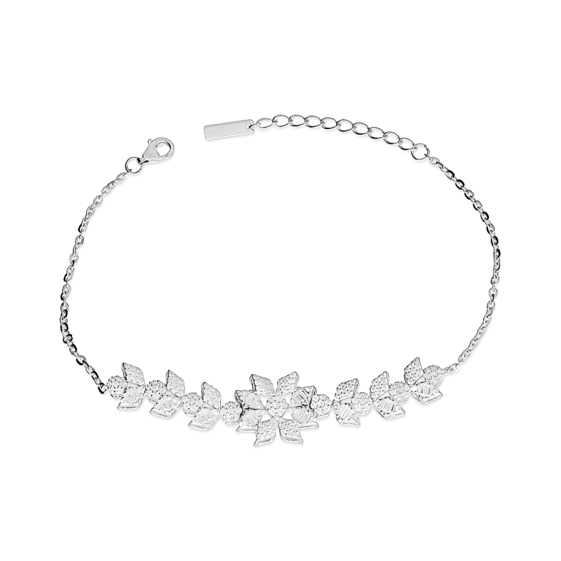 Srebrna Bransoletka Kwiat z Cyrkoniami - JubilerSezam.pl