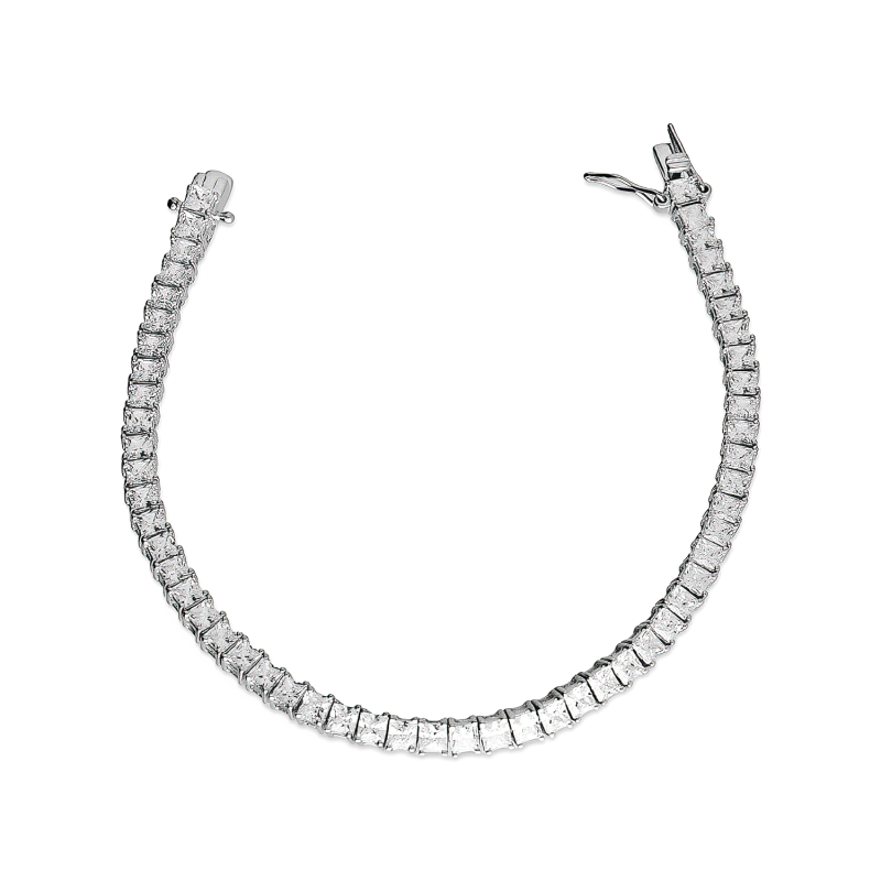 Bransoleta srebrna z kwadratowymi cyrkoniami