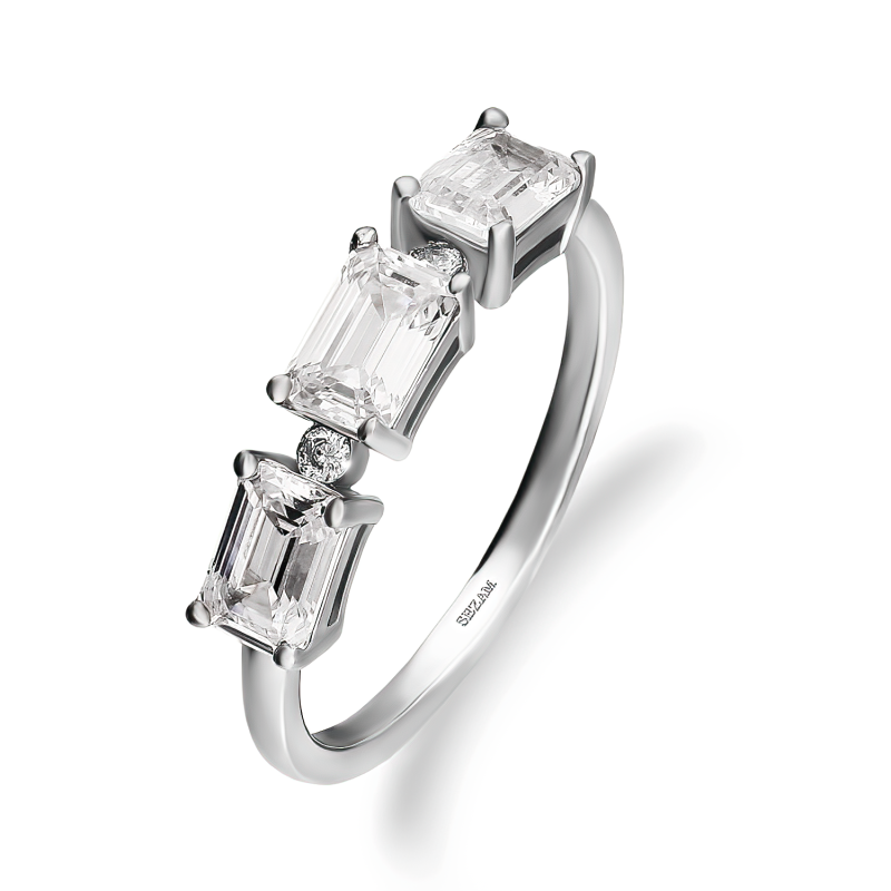 Srebrny Pierścionek z Cyrkoniami Bagietami pr. 925 - JubilerSezam.pl