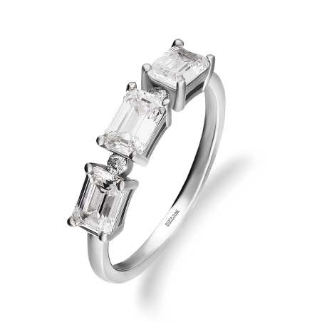 Srebrny Pierścionek z Cyrkoniami Bagietami pr. 925 - JubilerSezam.pl