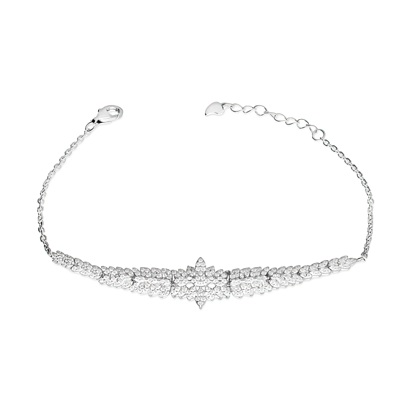 Bransoleta srebrna z białymi cyrkoniami łezkami w formie kłosa