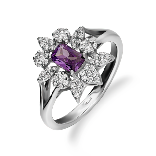 Srebrny Pierścionek Kwiat z Cyrkoniami - JubilerSezam.pl