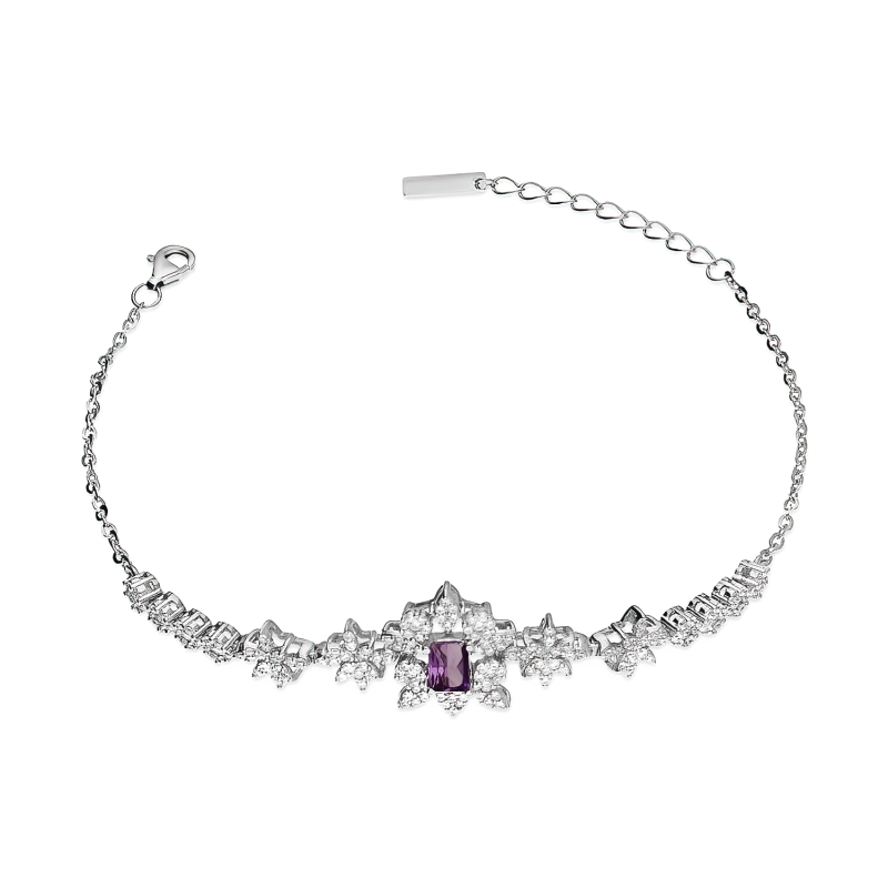 Srebrna Bransoletka Kwiat z Cyrkoniami - JubilerSezam.pl