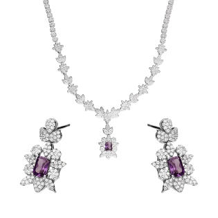 Srebrny Komplet Biżuterii Kwiaty z Cyrkoniami - JubilerSezam.pl