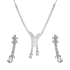 Komplet srebrny kolczyki i naszyjnik z białymi cyrkoniami w formie kropli i listków