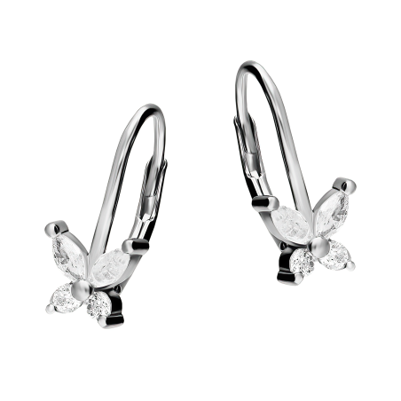 Srebrne kolczyki motylki dla dziewczynki z cyrkoniami - JubilerSezam.pl