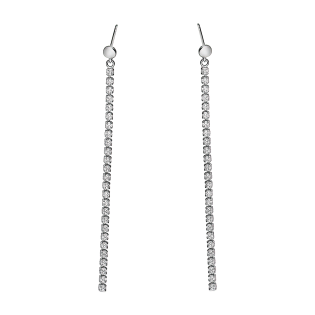 Kolczyki srebrne z rzędem białych cyrkonii/sztyft