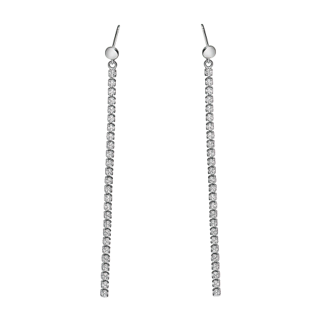 Kolczyki srebrne z rzędem białych cyrkonii/sztyft