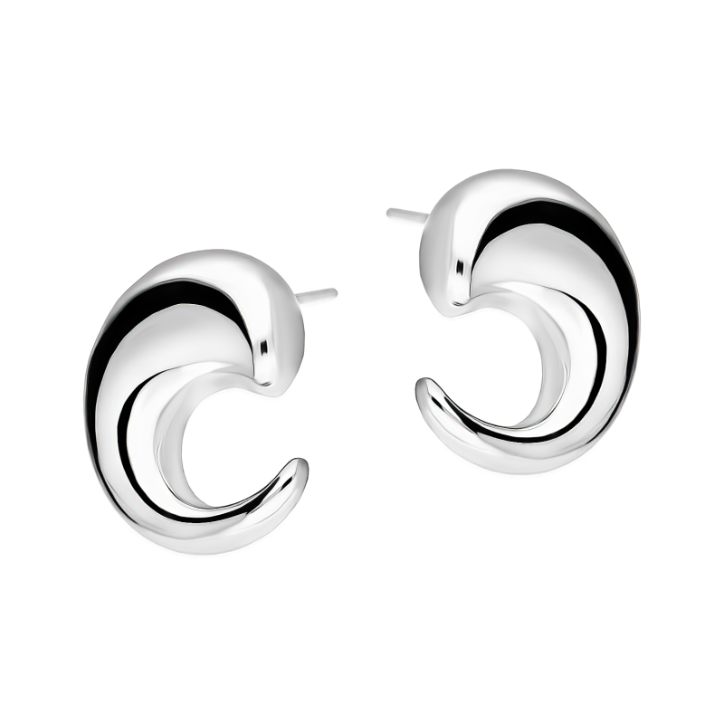 Kolczyki srebrne zawinięta gładka kropla/sztyft