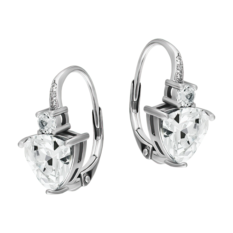 Srebrne kolczyki z trójkątną cyrkonią - nowoczesna elegancja - JubilerSezam.pl