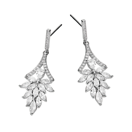 Kolczyki srebrne pawi ogon z białymi cyrkoniami/sztyft