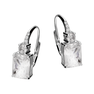 Srebrne kolczyki z białą cyrkonią - JubilerSezam.pl