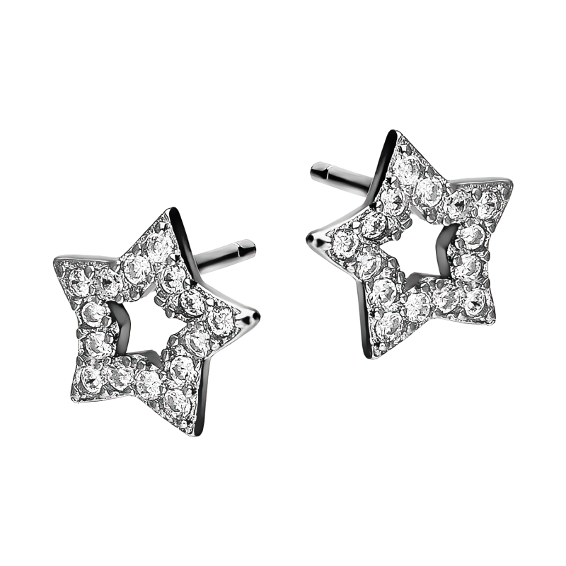 Srebrne Kolczyki Gwiazdki z Cyrkoniami - JubilerSezam.pl