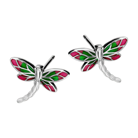Kolczyki srebrne ważka z emalią/sztyft