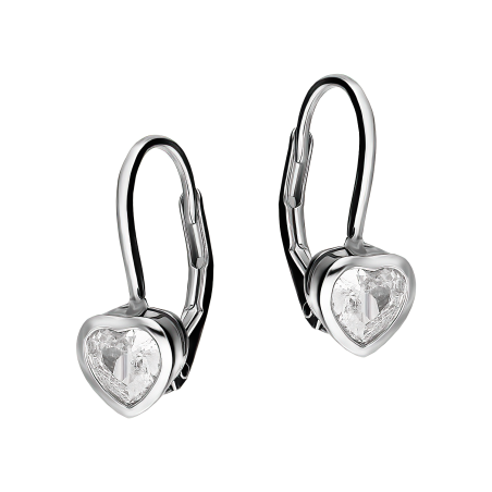 Kolczyki srebrne dla dziewczynki serce z białą cyrkonią/big.zam.