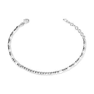 Bransoleta srebrna z rzędem białych cyrkonii oraz kulki i perły