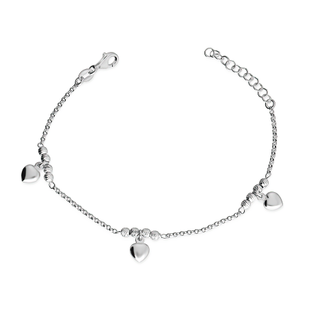 Srebrna Bransoletka Celebrytka z Sercami - JubilerSezam.pl