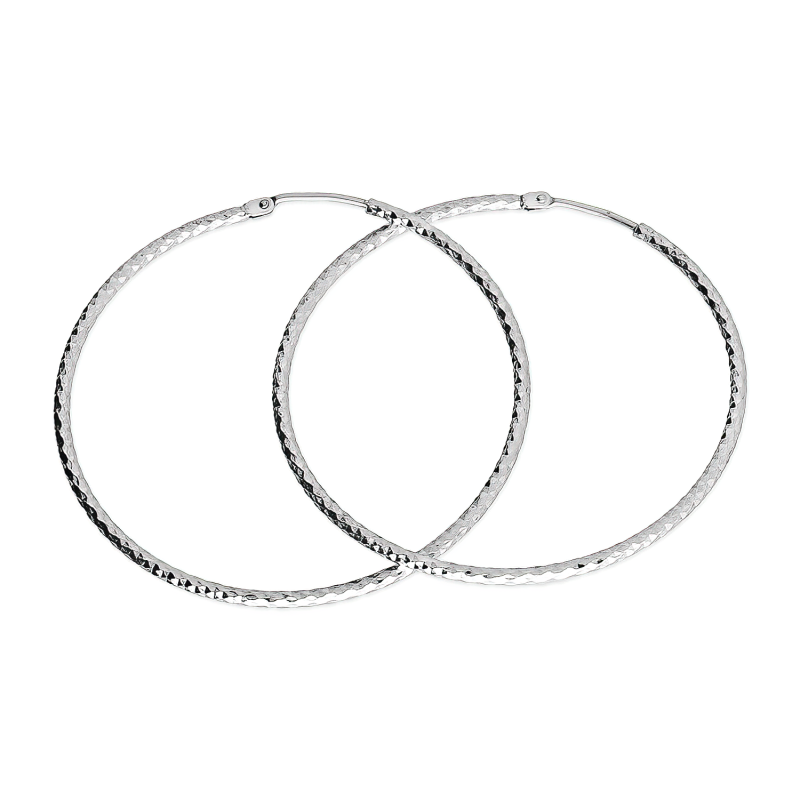 Kolczyki srebrne kółka szarniry 50mm grawerowane