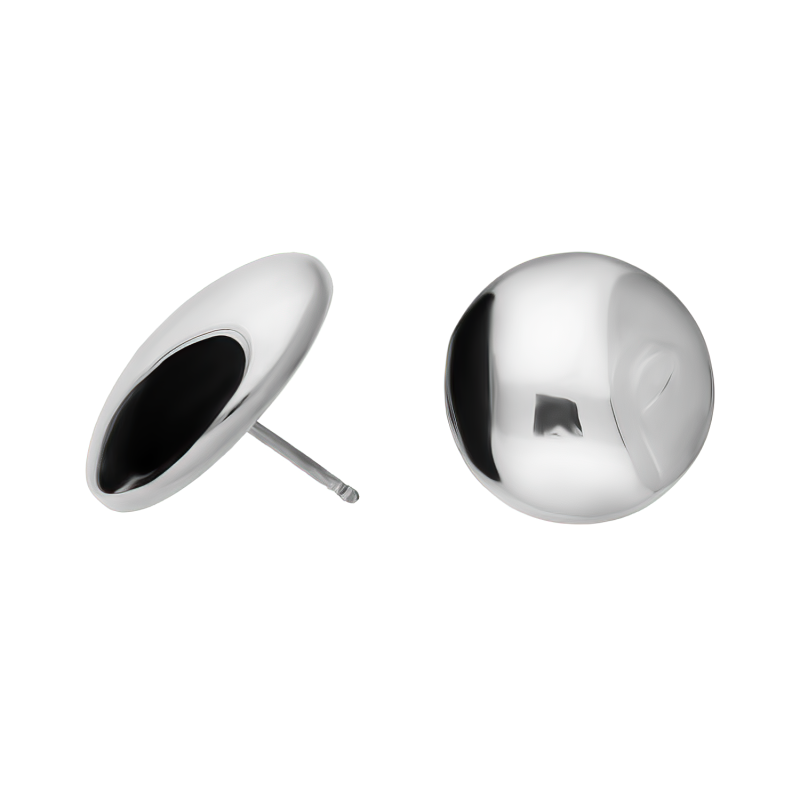 Kolczyki srebrne duża pinezka gładka/sztyft