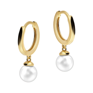 Kolczyki pozłacane kółko z białą perłą/kreole