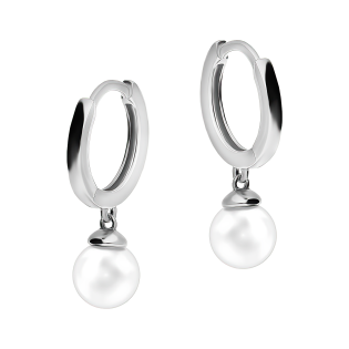 Kolczyki srebrne kółko z białą perłą/kreole