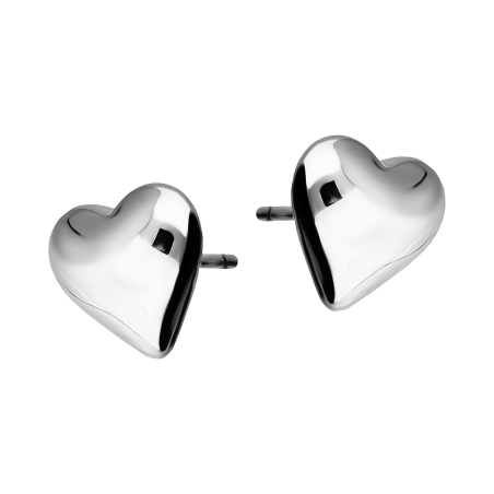 Kolczyki srebrne z wypukłym sercem/sztyft