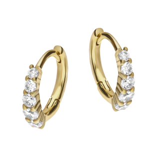 Kolczyki pozłacane kółko z narastającymi cyrkoniami/zatrzask