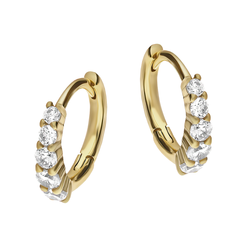 Kolczyki pozłacane kółko z narastającymi cyrkoniami/zatrzask