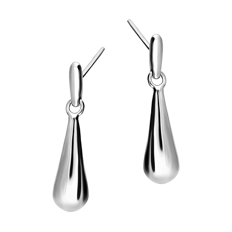 Kolczyki srebrne podłużna gładka kropla/sztyft
