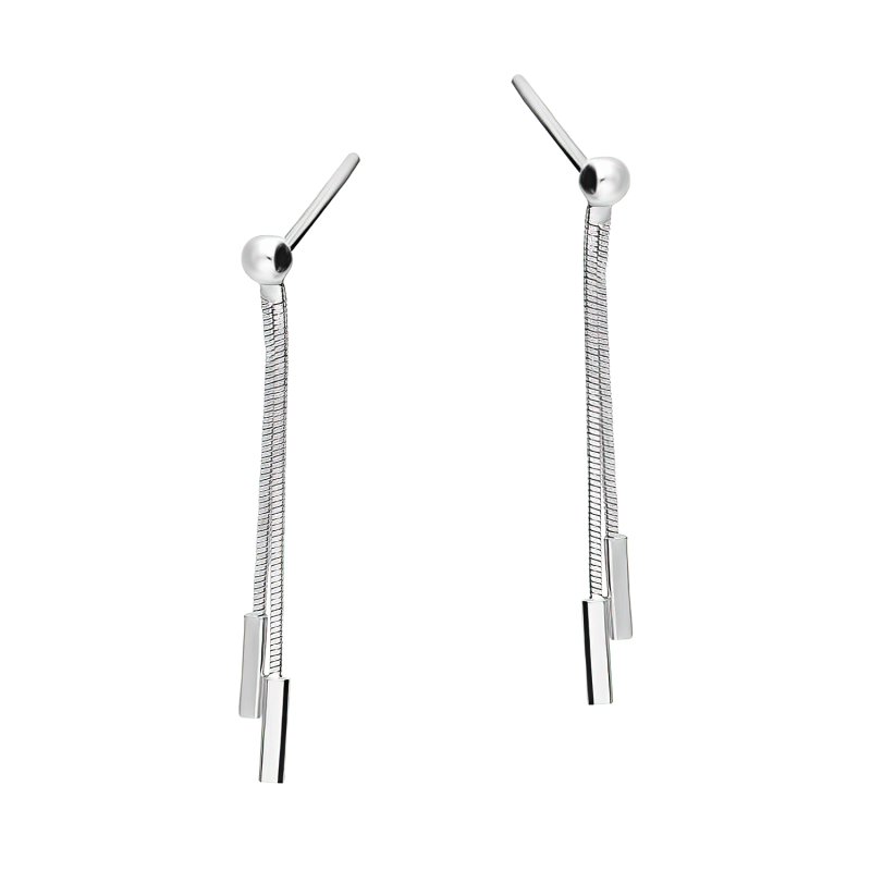 Srebrne kolczyki wiszące z łańcuszkami linka - JubilerSezam.pl