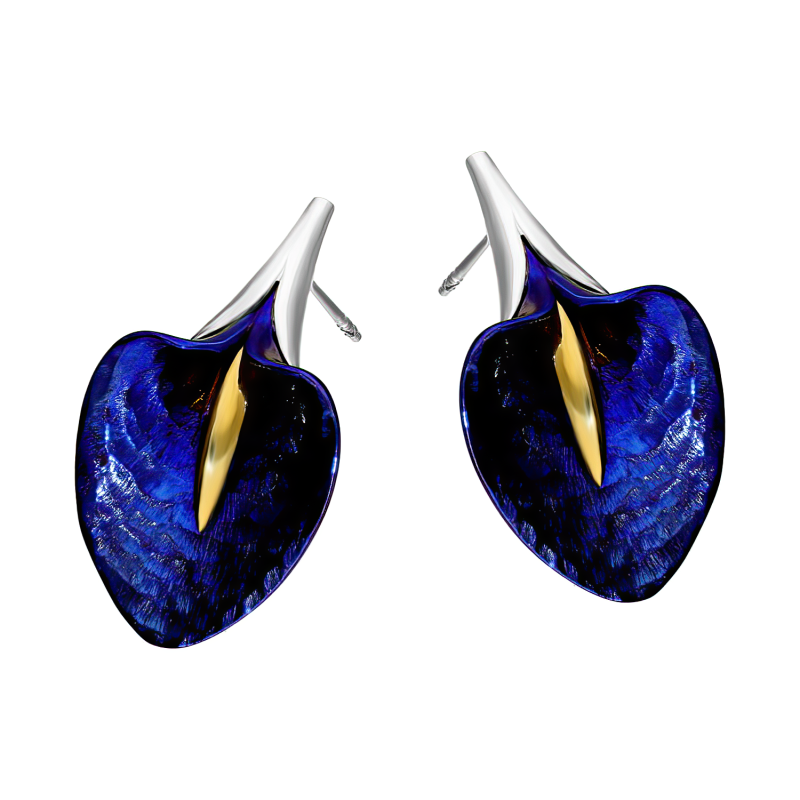 Kolczyki srebrne tytanowa kalia/sztyft zakręcany