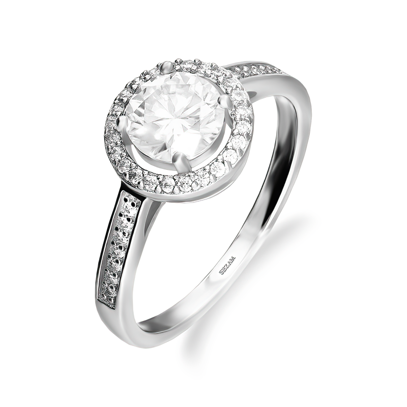 Pierścionek srebrny z moissanitem