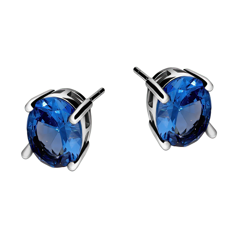 Kolczyki srebrne z jasno-niebieską owalną cyrkonią/sztyft