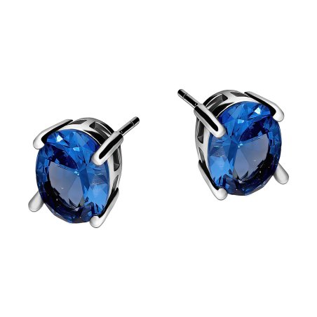 Kolczyki srebrne z jasno-niebieską owalną cyrkonią/sztyft