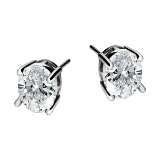 Kolczyki srebrne z białą cyrkonią w owalnej formie/sztyft