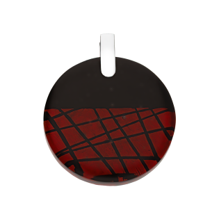 Zawieszka srebrna MARCHESA z czerwono-czarnym szkłem murano