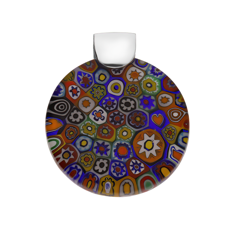 Zawieszka srebrna PONTE ze szkłem murano w kwiatowym wzorze