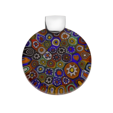 Zawieszka srebrna PONTE ze szkłem murano w kwiatowym wzorze