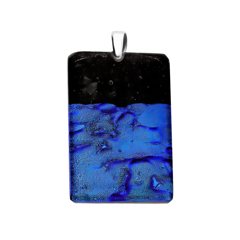 Zawieszka srebrna GIUDECCA z niebieskim szkłem murano