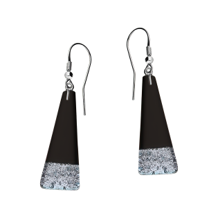 Kolczyki srebrne ze szkłem murano w czarno-niebieskim kolorze/bigiel