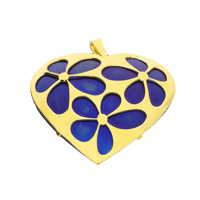 Zawieszka pozłacana serce z kwiatami i tytanem A6 07680643-00 próba 925