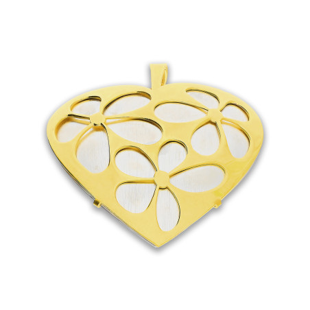 Zawieszka pozłacana serce z kwiatami i matową blaszką A6 07680643-07 próba 925