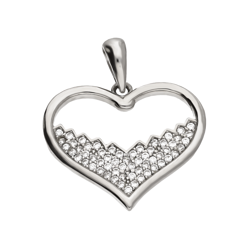 Serduszko srebrne z białymi cyrkoniami na dole TB 18875 próba 925