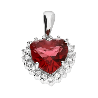 Serduszko srebrne z czerwoną i białymi cyrkoniami  TB 21750 próba 925
