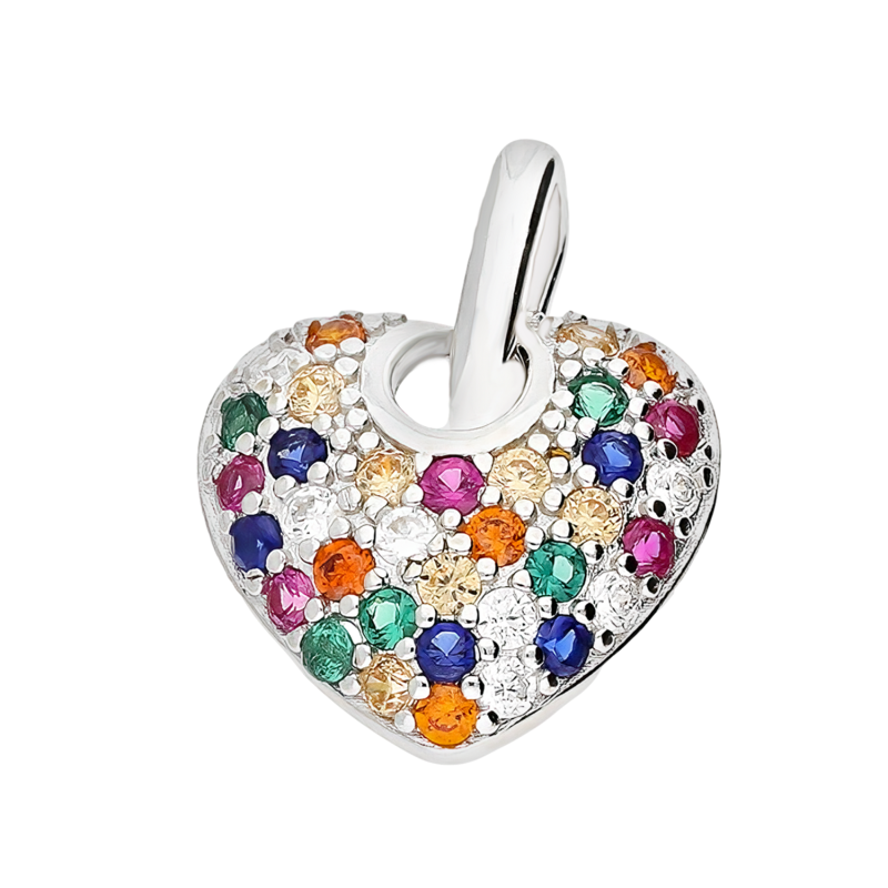 Serduszko srebrne z kolorowymi cyrkoniami TB 21779 próba 925