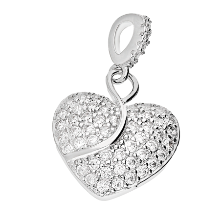 Serduszko srebrne z białymi cyrkoniami i zawijasem TB 21780 próba 925